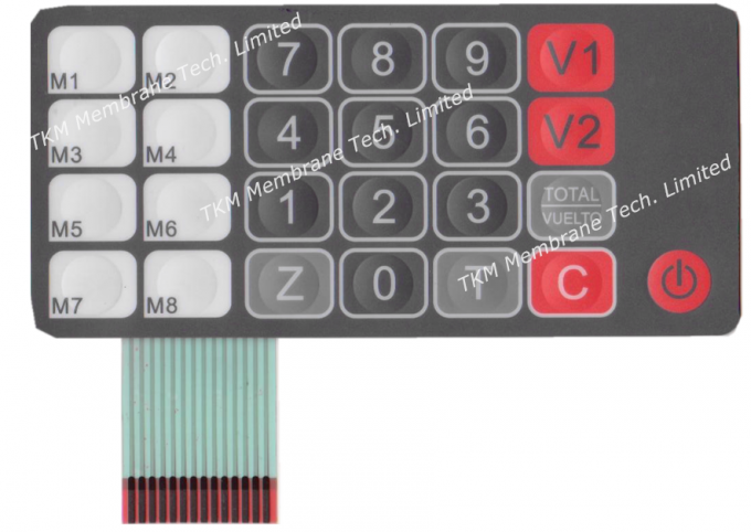 Usage médical tactile de clavier de membrane de couleur en métal de dôme de commutateur multi de bouton